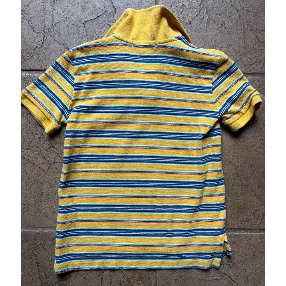 Vintage Polo Ralph Lauren Kids Striped Polo Shirt Yellow Blue Size 7 - Picture 4 of 4